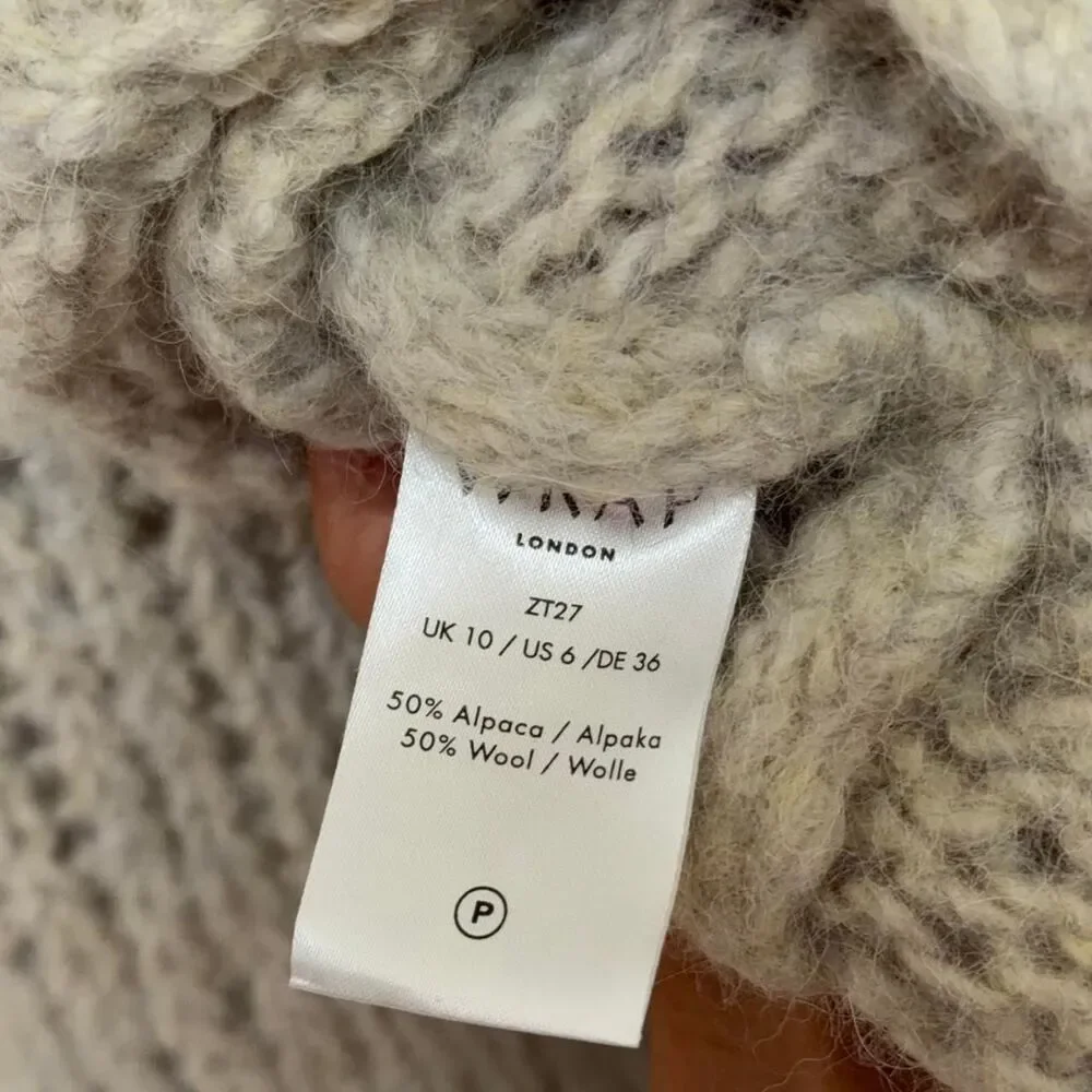 Wrap London Alpaca & Wool Blend Chunky Knit Sweater size 6